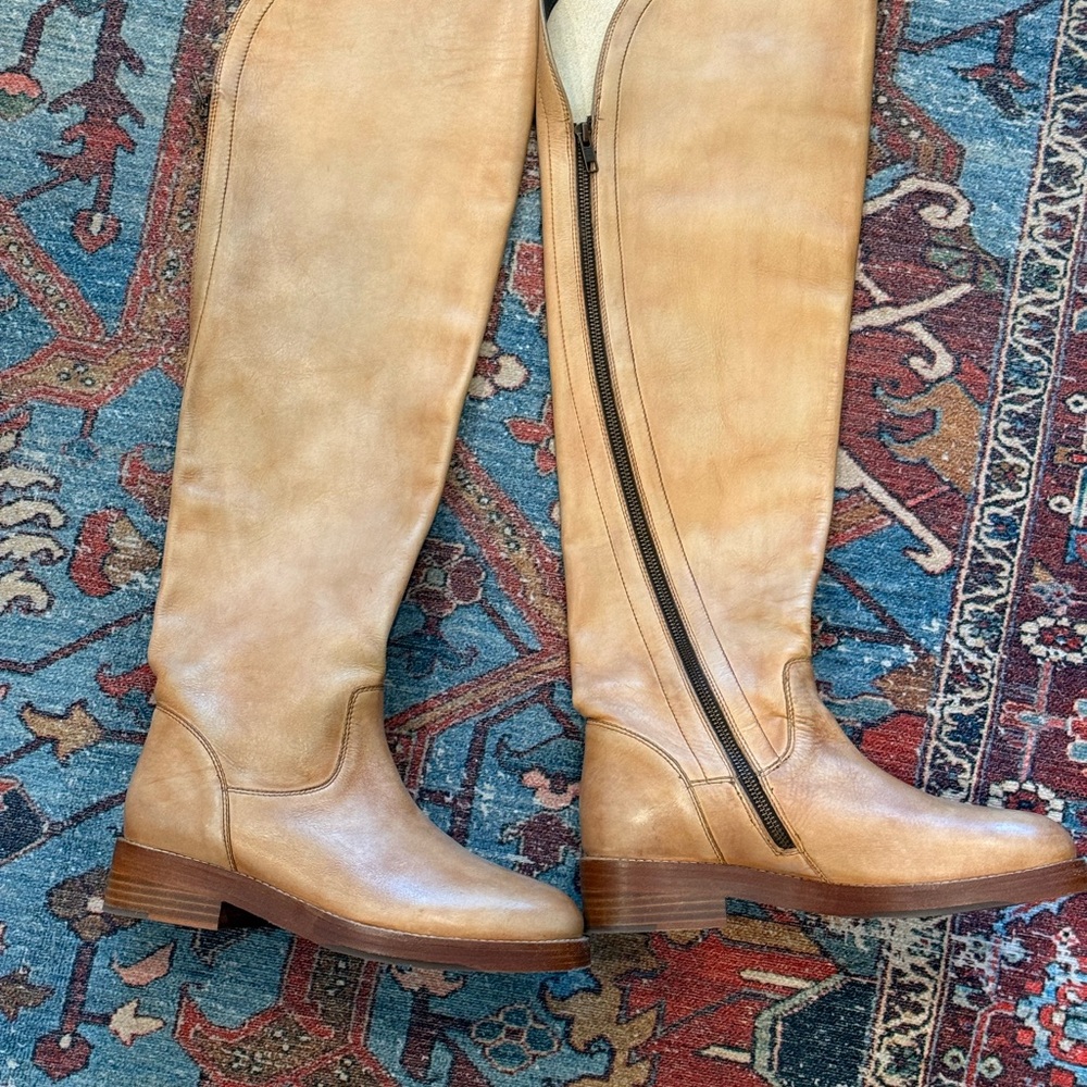 Tan Knee-High Leather Boots